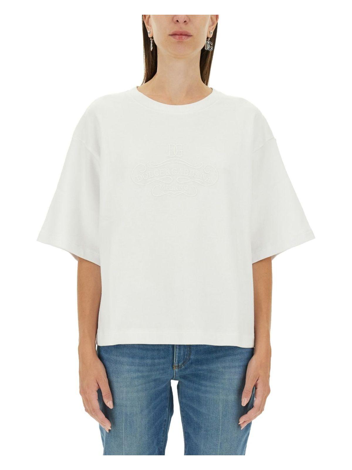 Dolce & Gabbana Women's T-Shirt With Lettering Logo in White