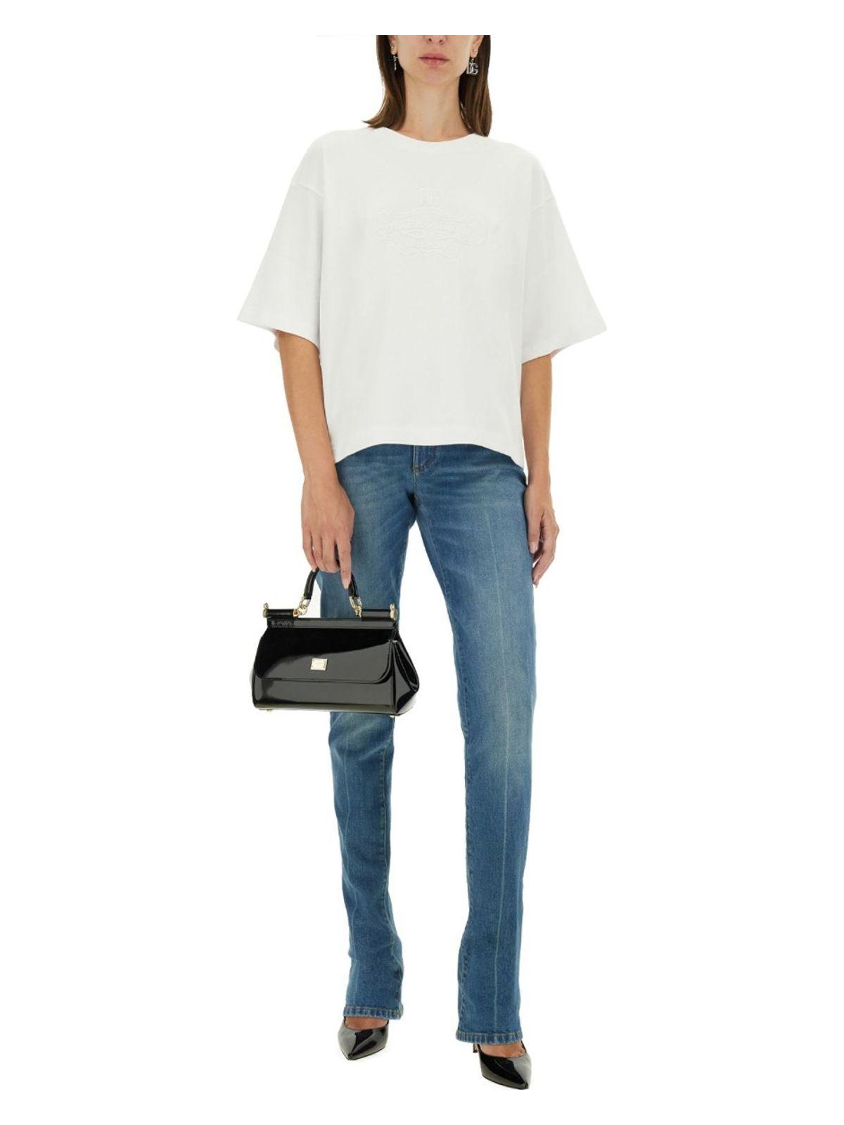 Dolce & Gabbana Women's T-Shirt With Lettering Logo in White