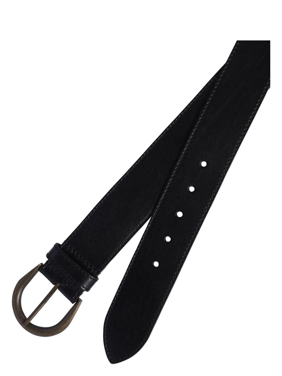 Saint Laurent Men's Leather Belt with Buckle Closure in Black