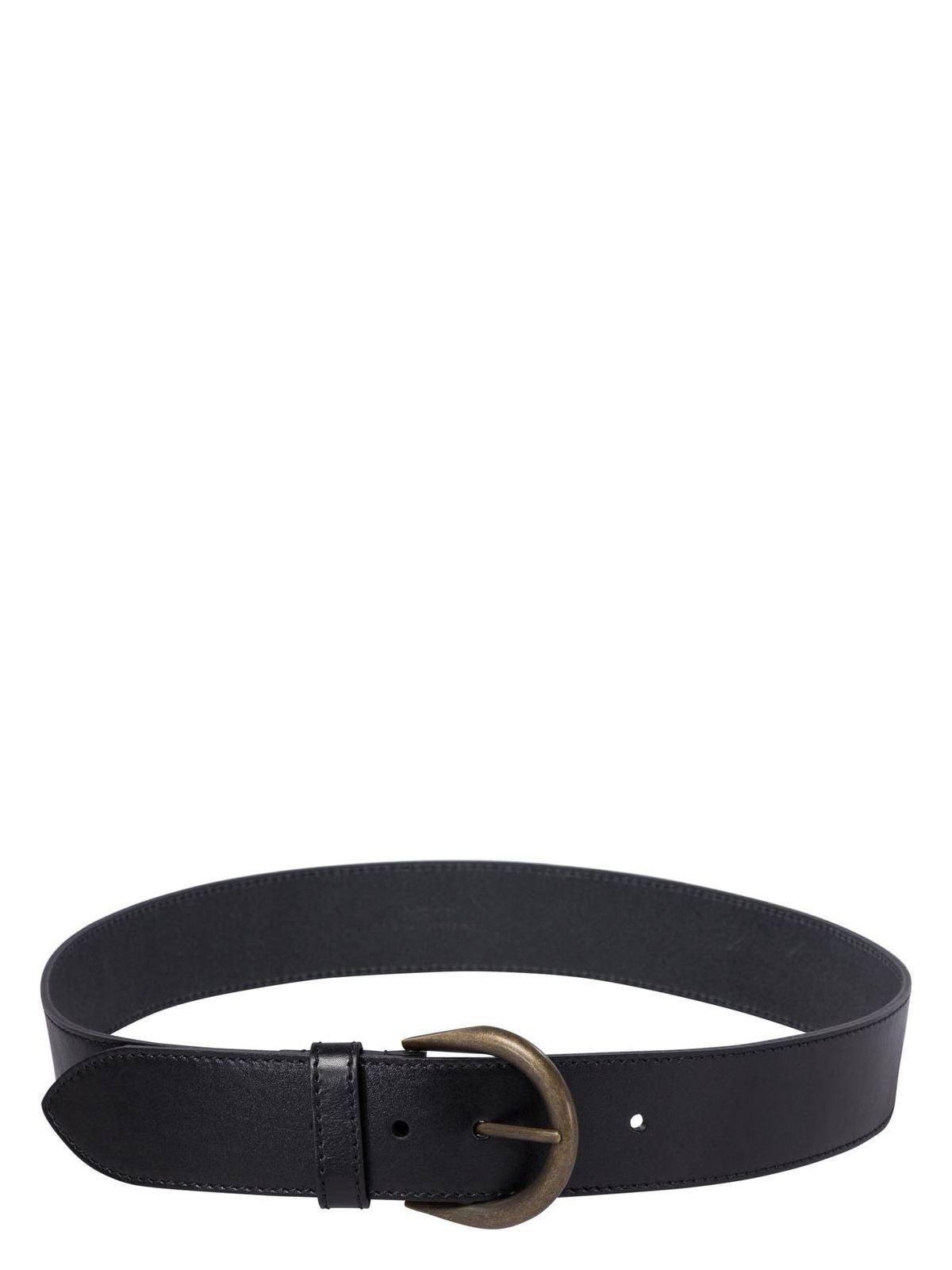 Saint Laurent Men's Leather Belt with Buckle Closure in Black