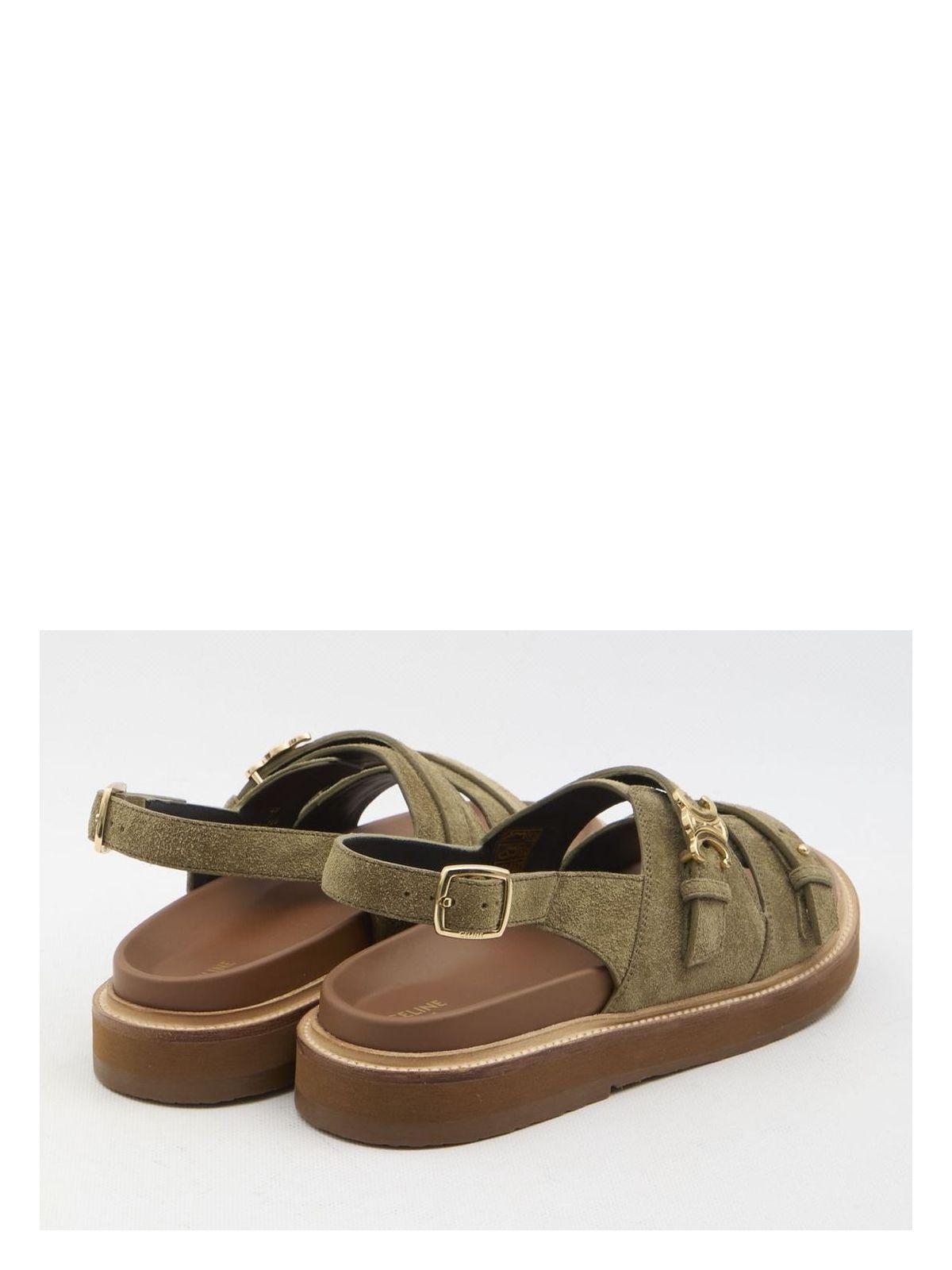 Celine Women's Tippi Triomphe Sandals in Green