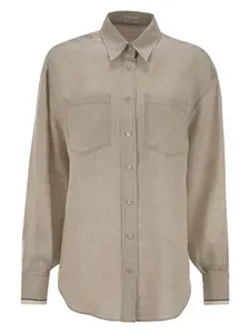 Brunello Cucinelli Women's Linen Shirt in Beige