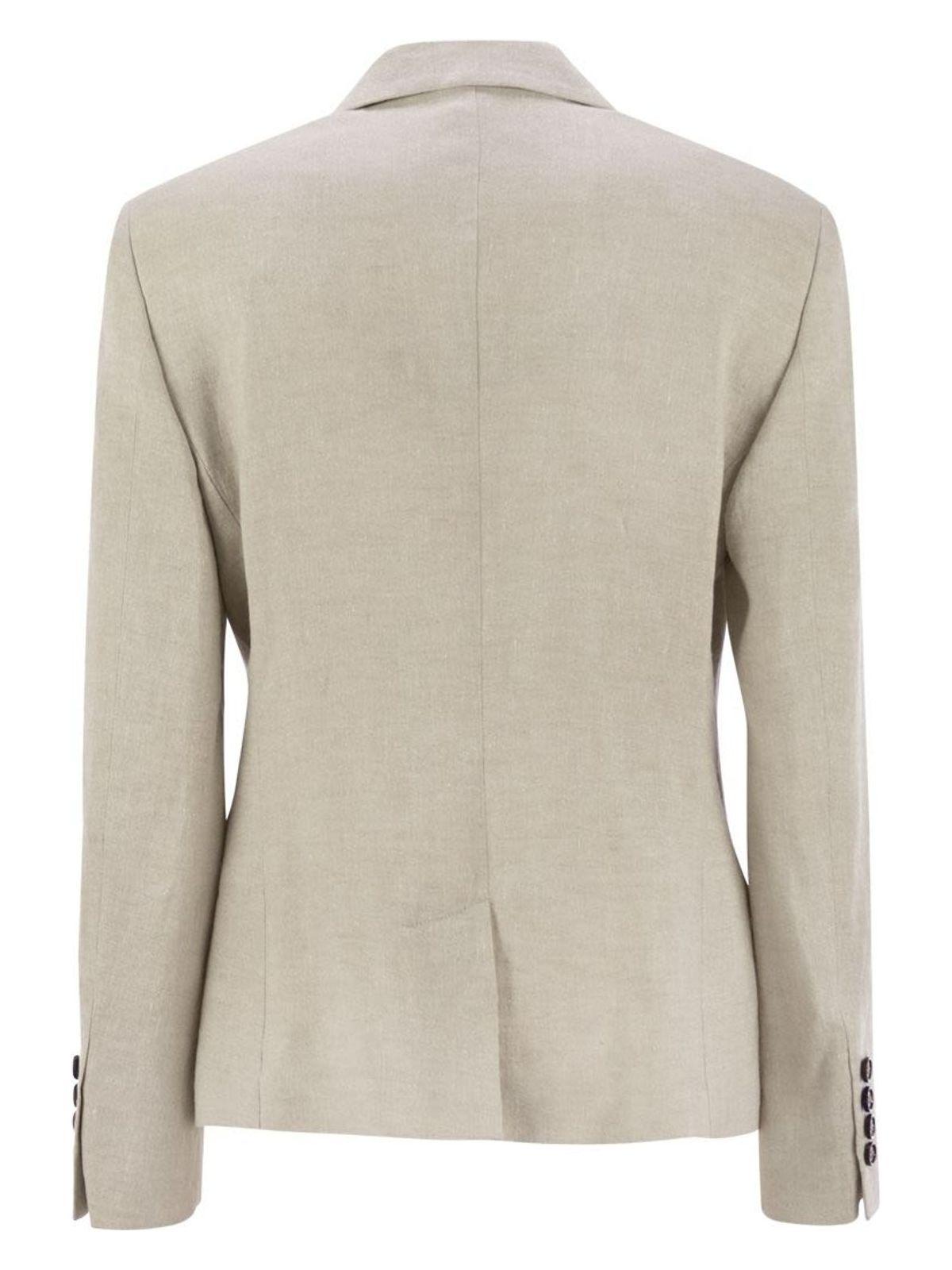 Brunello Cucinelli Women's Sparkling Linen Canvas Jacket With Jewellery in Beige