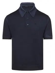 Prada Men's Cashmere Polo T-Shirt in Blue