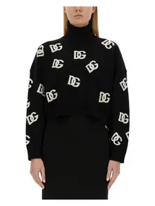 Dolce & Gabbana Women's Jersey With Logo Inlay in Black