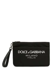 Dolce & Gabbana Men's Pouch With Rubberized Logo in Black