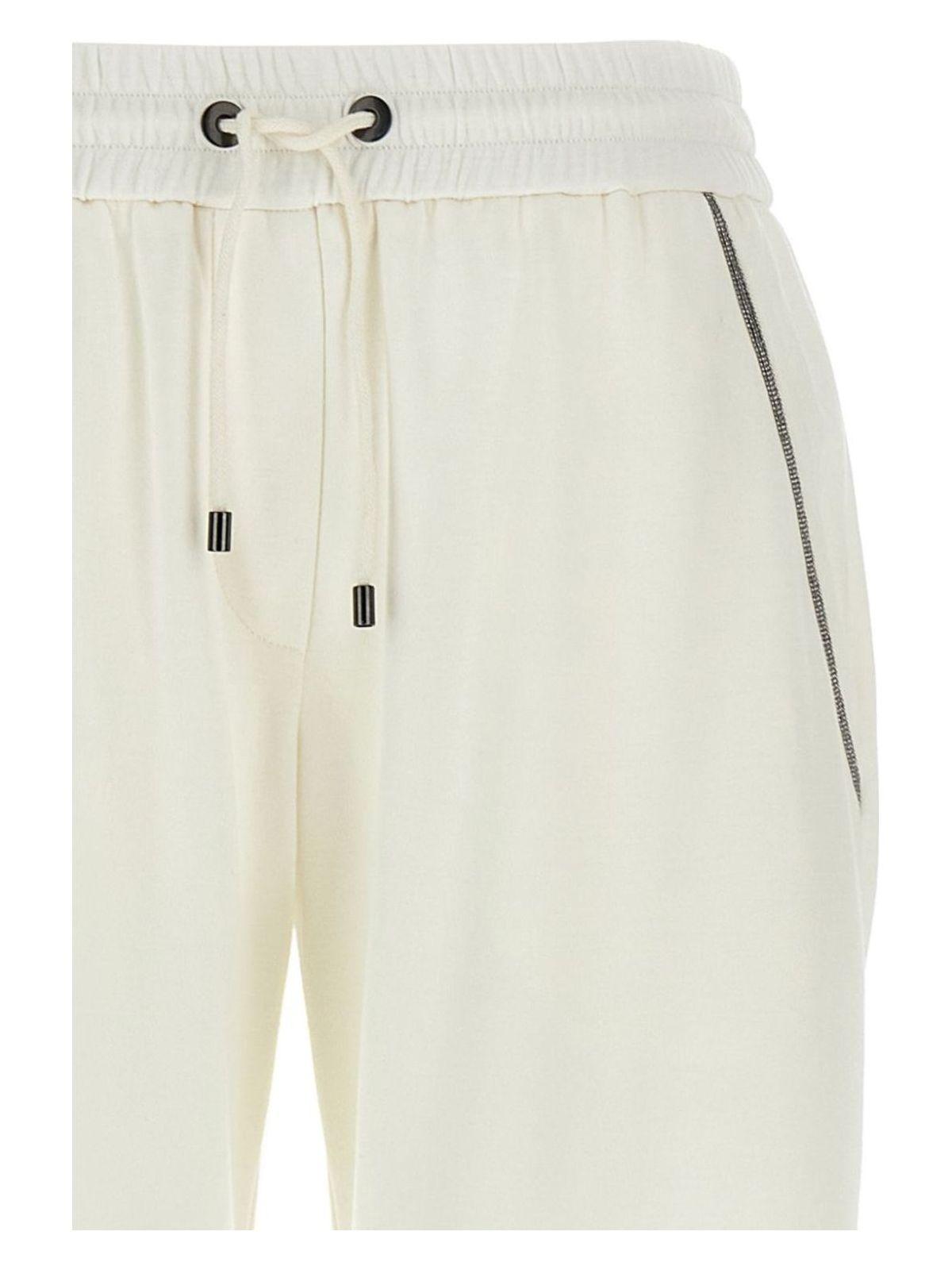 Brunello Cucinelli Women's Cotton And Silk Blend Trousers in White