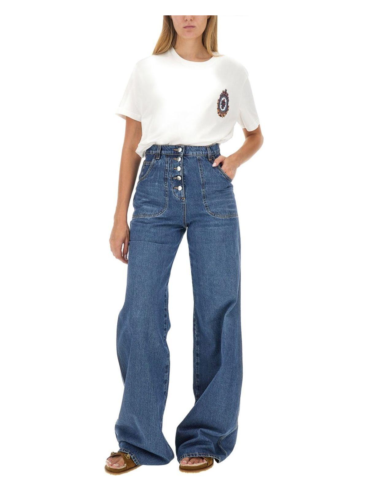 Etro Women's Jeans With Foliage Pockets in Blue