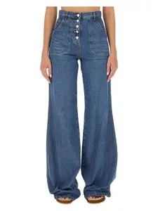 Etro Women's Jeans With Foliage Pockets in Blue
