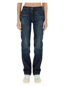 Palm Angels Women's Straight Leg Jeans in Blue
