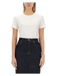Dolce & Gabbana Women's T-Shirt With Logo Patch in White