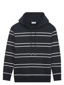 Saint Laurent Men's Striped Sweatshirt in Black