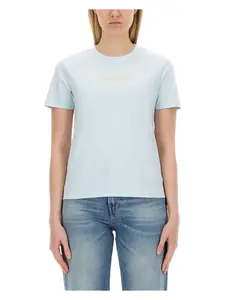 Lanvin Women's T Shirt With Logo in Azure