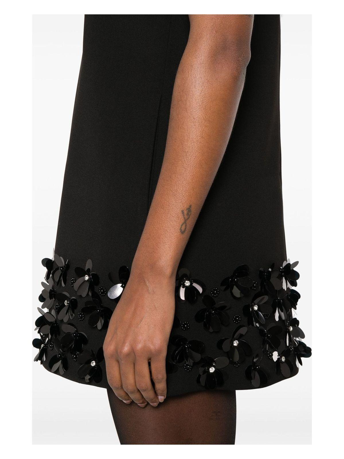 Self-Portrait Women's Crepe 3D Sequin Mini Dress in Black