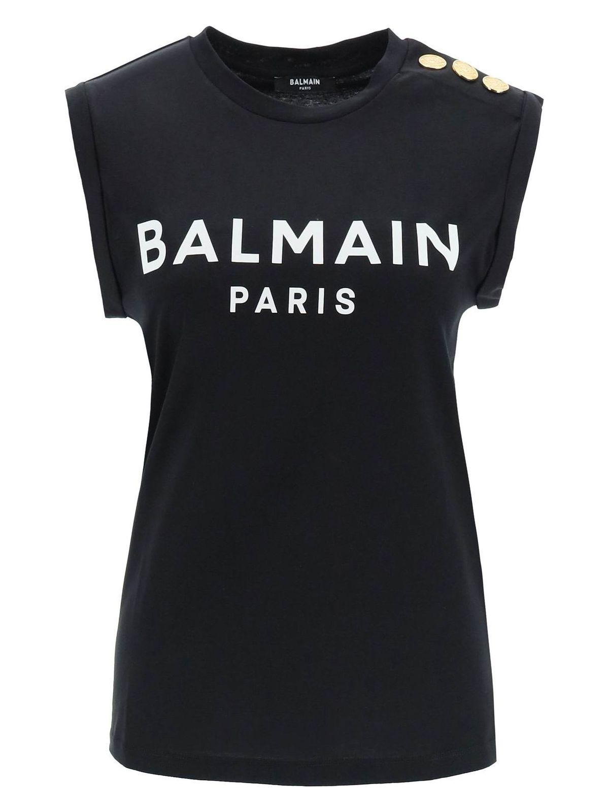 Balmain Women's Tank Top With Logo in Black