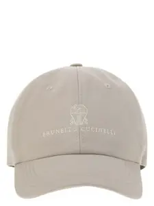 Brunello Cucinelli Men's Baseball Cap In Garment-Dyed Twisted Cotton Gabardine With Embroidered Logo in Light Beige