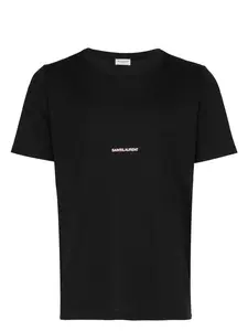 Saint Laurent Men's Logo Print T Shirt in Black