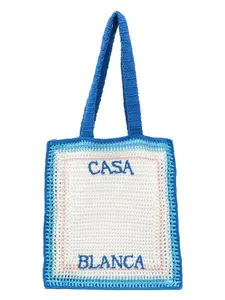 Casablanca Crochet Shopping Bag in Blue