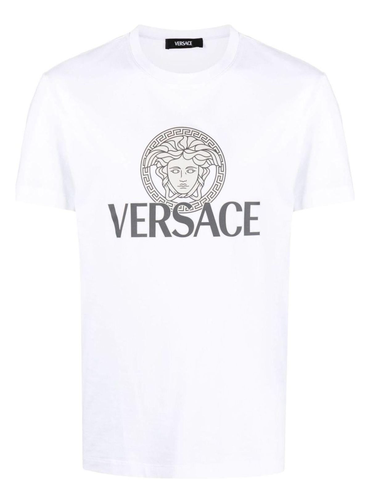 Versace Men's Jersey T-Shirt and Logo Cotton T-Shirt in White