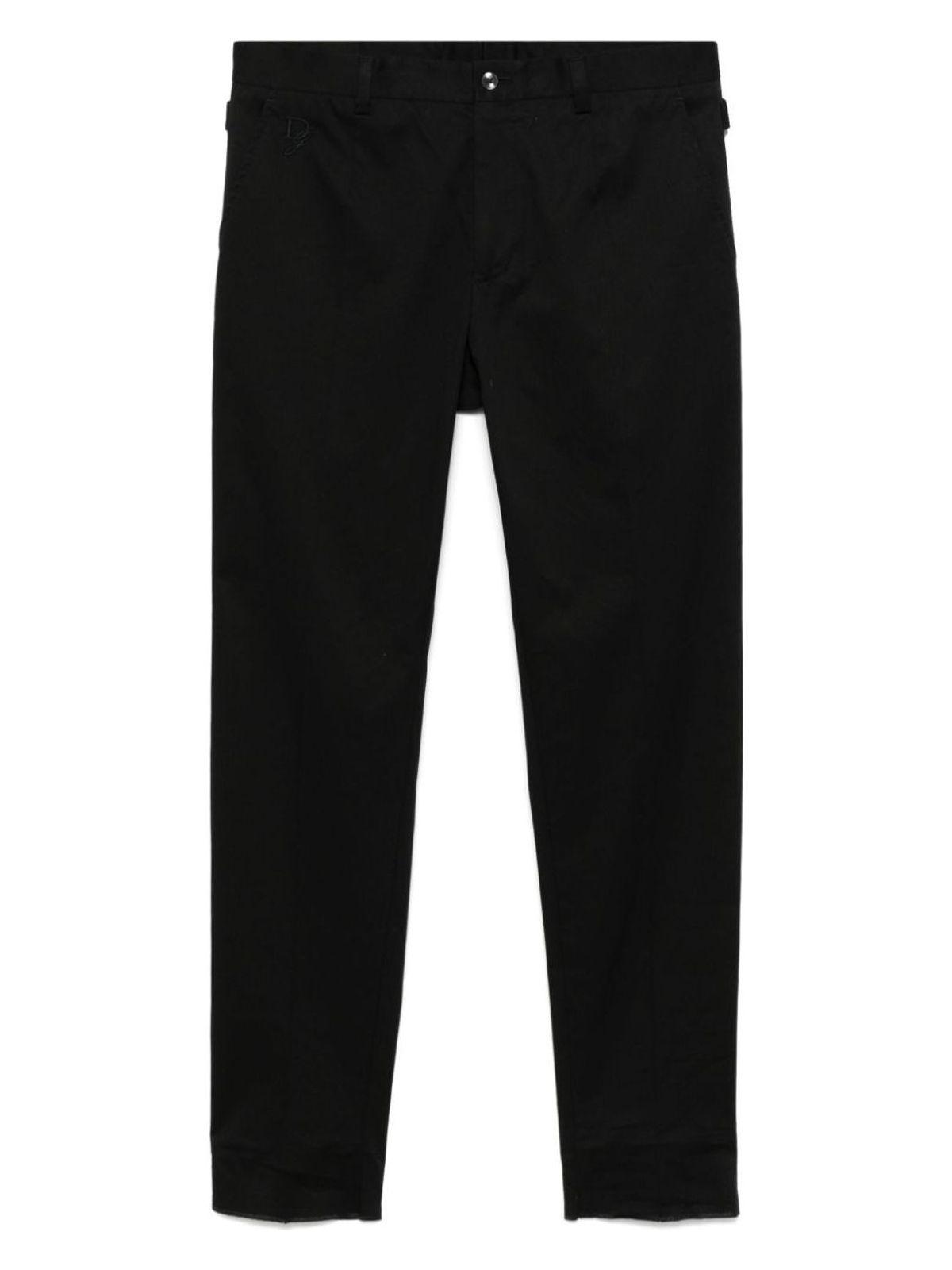 Dolce & Gabbana Men's Logo-Embroidered Tapered Leg Cotton Trousers and Tailored Pants in Black
