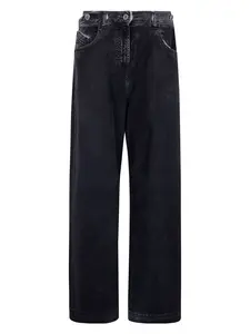 The Attico Women's Long Pants Navy Blue and Denim Cotton Jeans