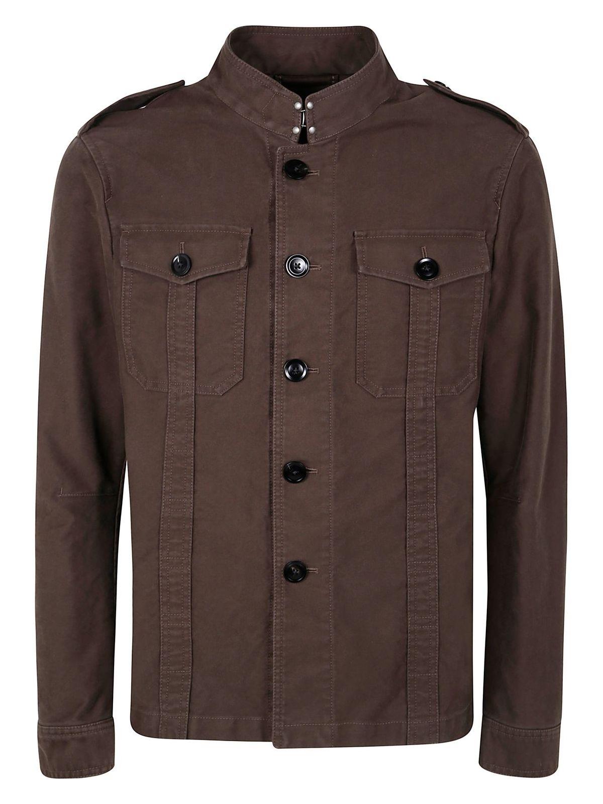 Tom Ford Men's Outwear Outer Shirt and Cotton Jacket in Brown