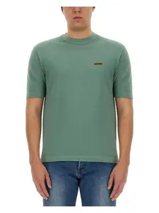 Zegna Men's T-Shirt With Logo in Blue