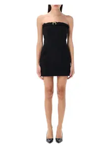 Marine Serre Women's Virgin Wool Twill Mini Dress in Black
