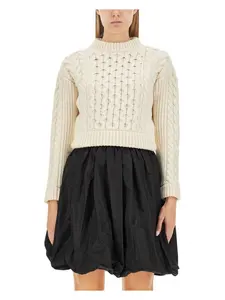Patou Women's Woven Sweater in Ivory