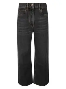 Etro Women's Baggy Jacquard Jeans in Grey