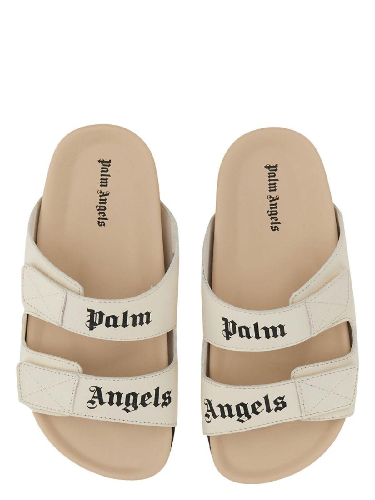 Palm Angels Women's Sandal With Logo in White and Gold