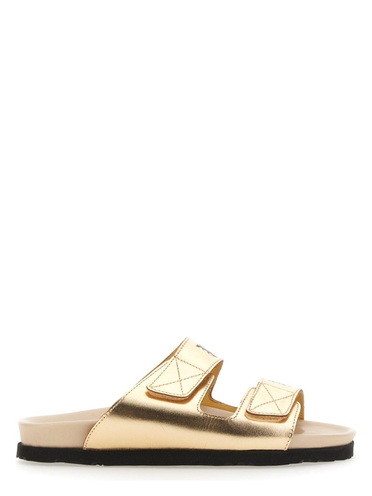 Palm Angels Women's Sandal With Logo in White and Gold