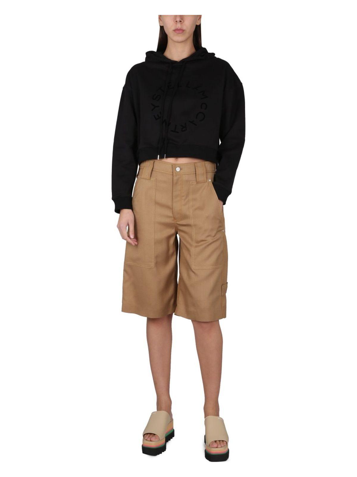 Stella Mccartney Women's Cropped Sweatshirt With Logo in Black