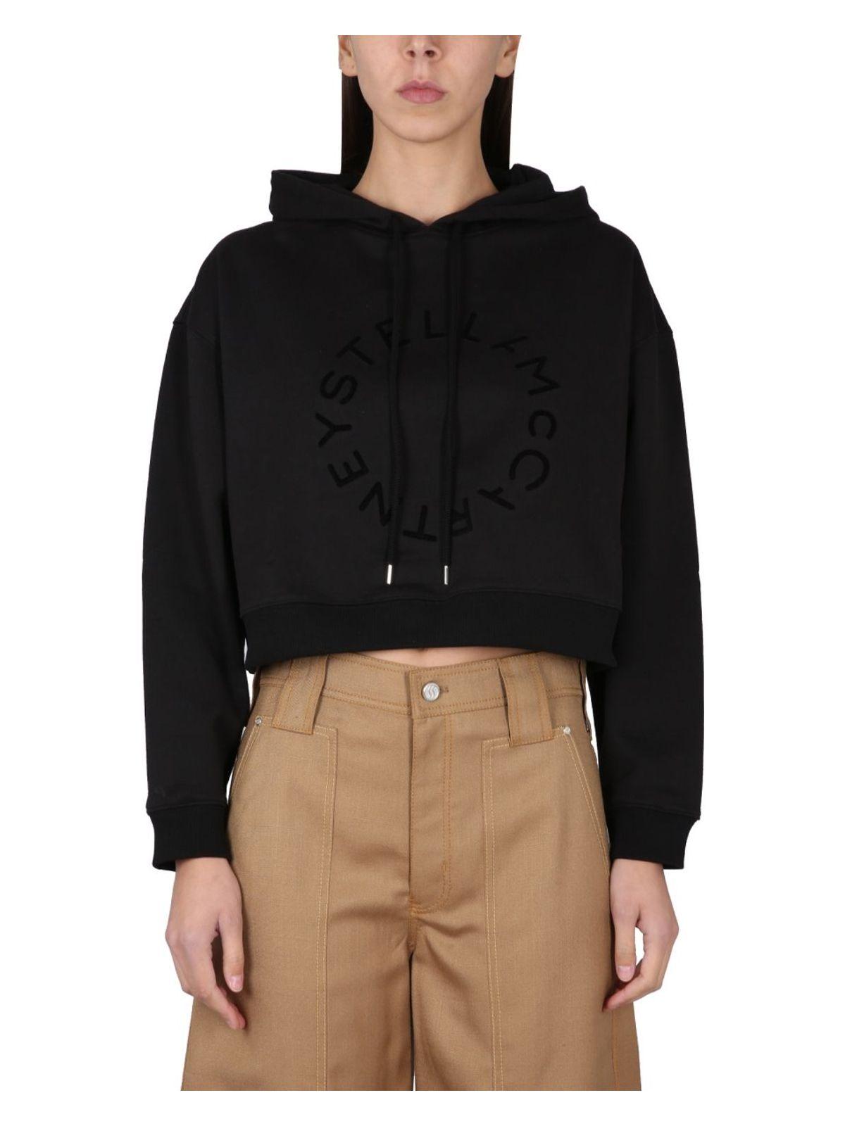 Stella Mccartney Women's Cropped Sweatshirt With Logo in Black
