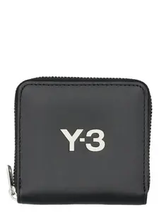 Y-3 Men's Zip-Around Leather Wallet and Logo Zip Wallet in Black