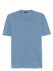 Tom Ford Men's Cotton Blend Melange Crew Neck T-Shirt in Blue