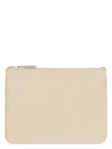 Comme Des Garçons Wallet Comme Des Garçons Wallet Men's Logo Detail Flat Leather Pouch in Sand