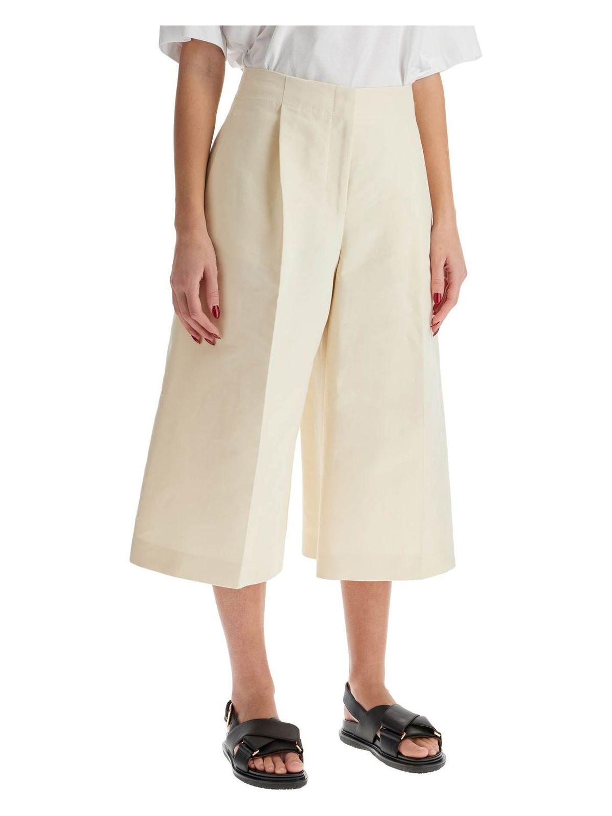 Marni Women's Wide Beige Bermuda LogoSymbol Shorts in Ivory