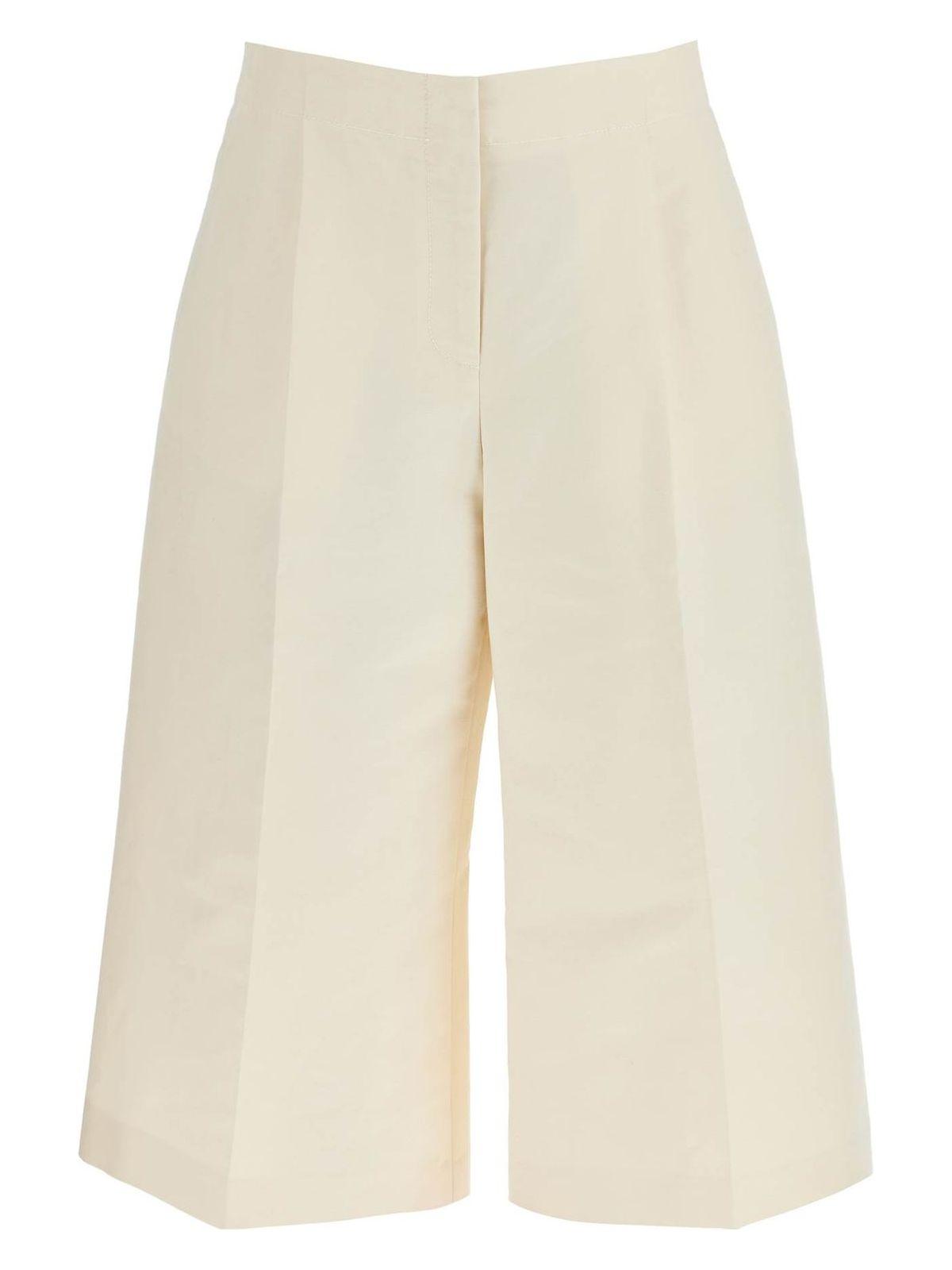 Marni Women's Wide Beige Bermuda LogoSymbol Shorts in Ivory
