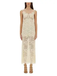 Paco Rabanne Rabanne Women's Long Lace Dress in Ivory