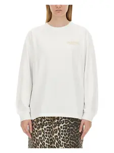 Ganni Women's T-Shirt With Logo in White