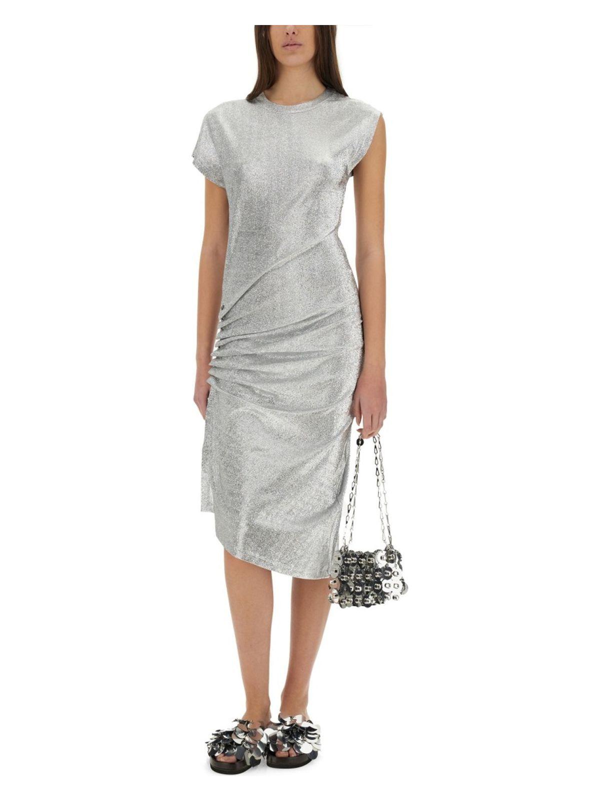 Paco Rabanne Women's Dress With Drape in Silver