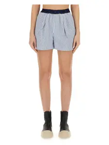 Marni Women's Bermuda Shorts With Stripe Pattern in Azure