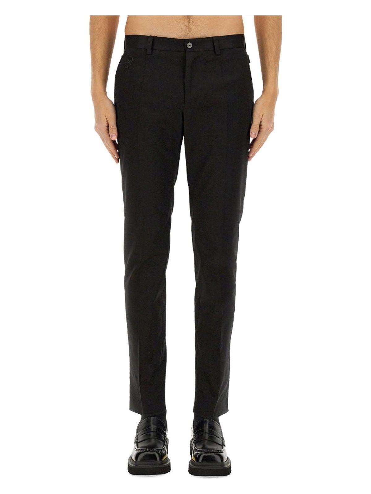 Dolce & Gabbana Men's Logo-Embroidered Tapered Leg Cotton Trousers and Tailored Pants in Black