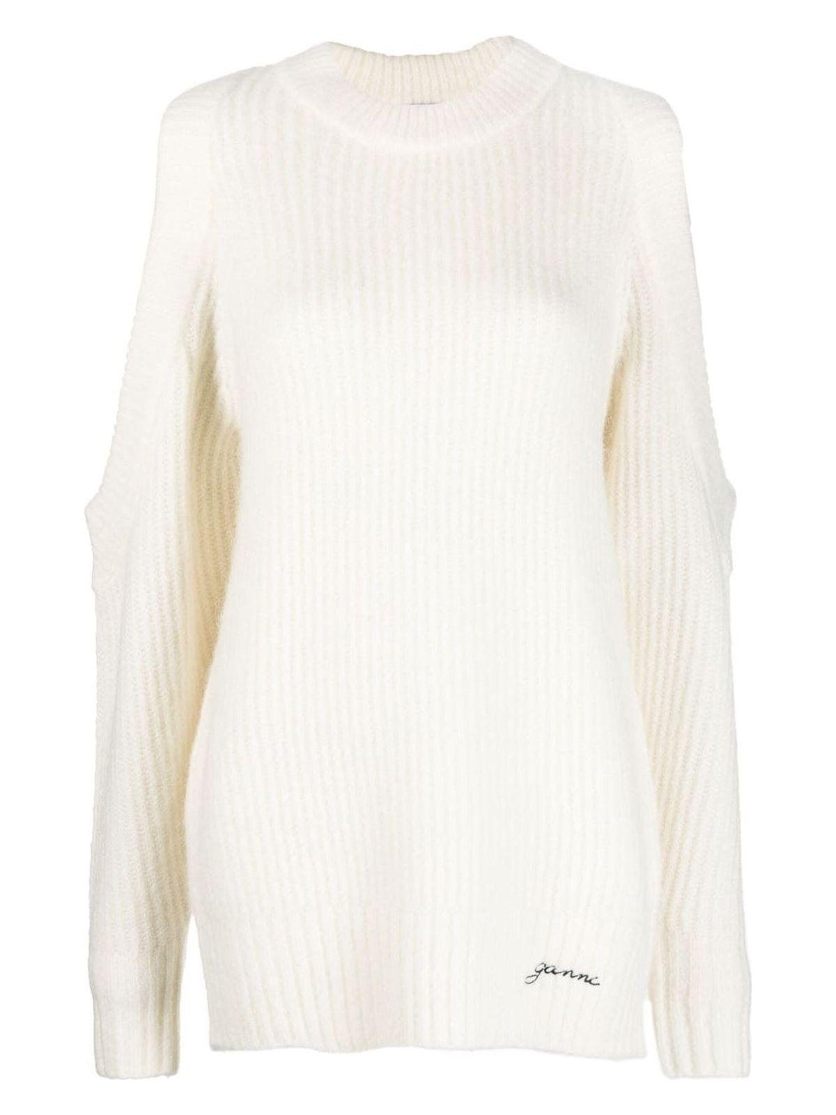 Ganni Women's Jersey With Logo in White