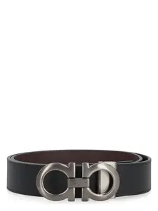 Ferragamo Men's Reversible Leather Belt in Black