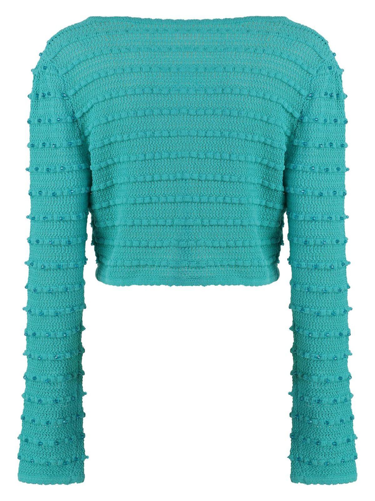 Self-Portrait Women's Knitted Cardigan in Green