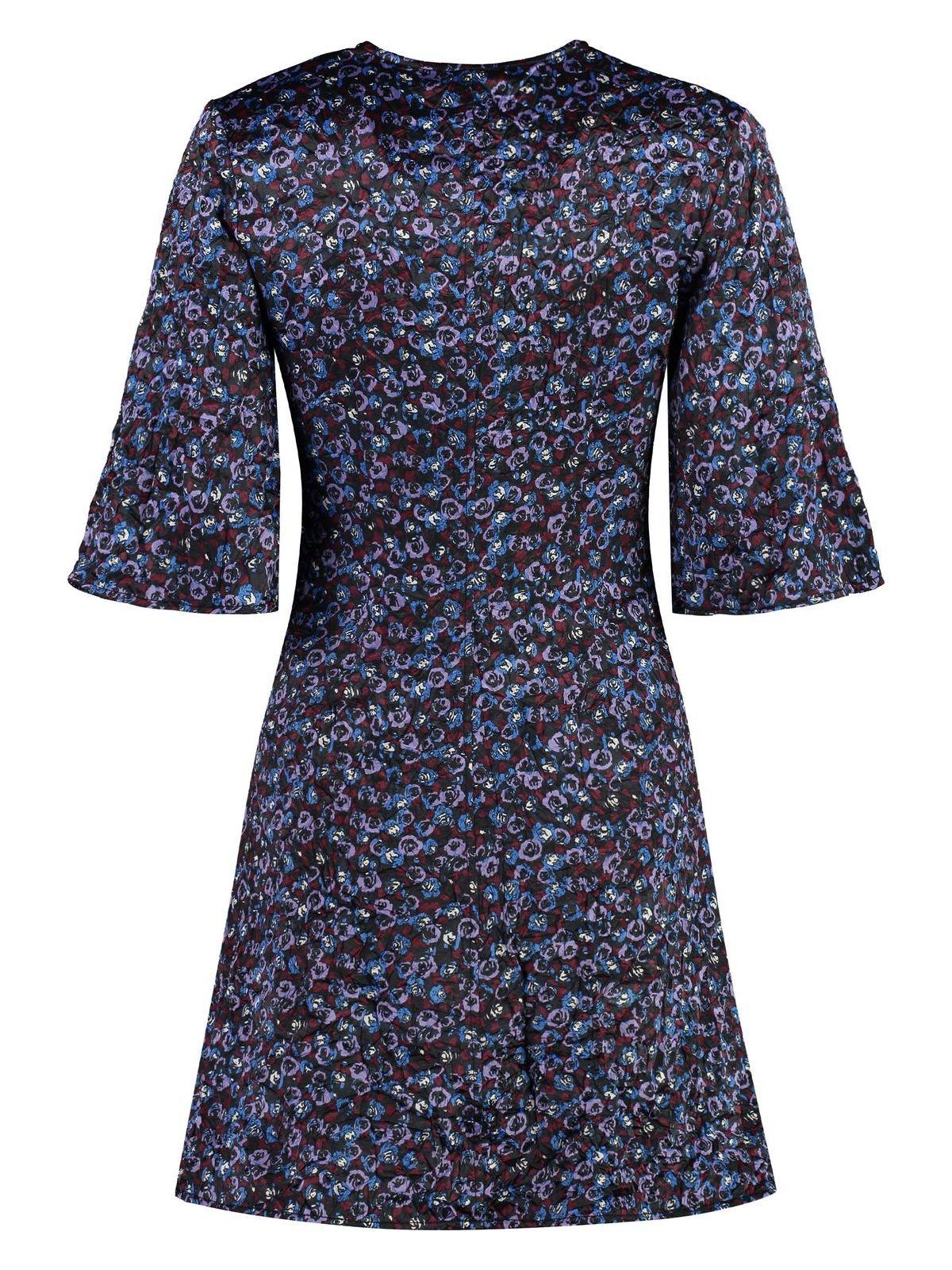 Ganni Women's Printed Satin Dress in Black