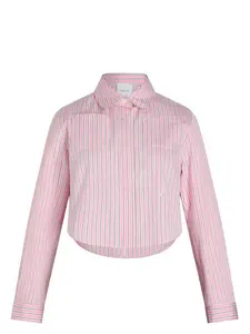 Patou Women's Striped Cropped Shirt in Pink & Purple
