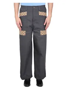 Gucci Men's Cotton Fabric Pants With GG Inserts